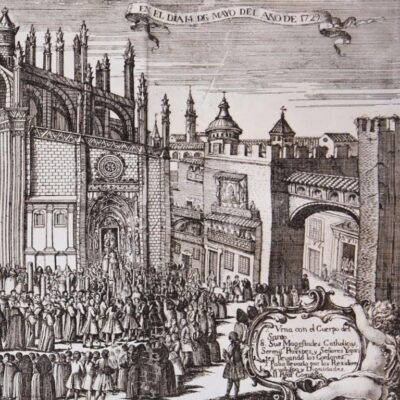grabado del arco de san miguel de sevilla